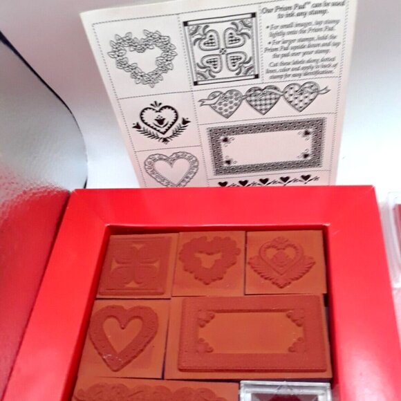 Country Hearts Rubber Stamp Set + Happy Birthday Stamp Set +2 Ink Pads Vintage - Picture 6 of 10